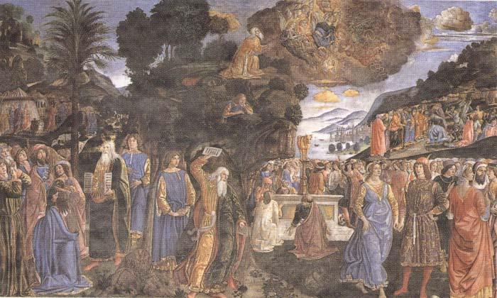 Sandro Botticelli Cosimo Rosselli and Assistants,Moses receiving the Tablets of the Law and Worship of the Golden Calf Sweden oil painting art